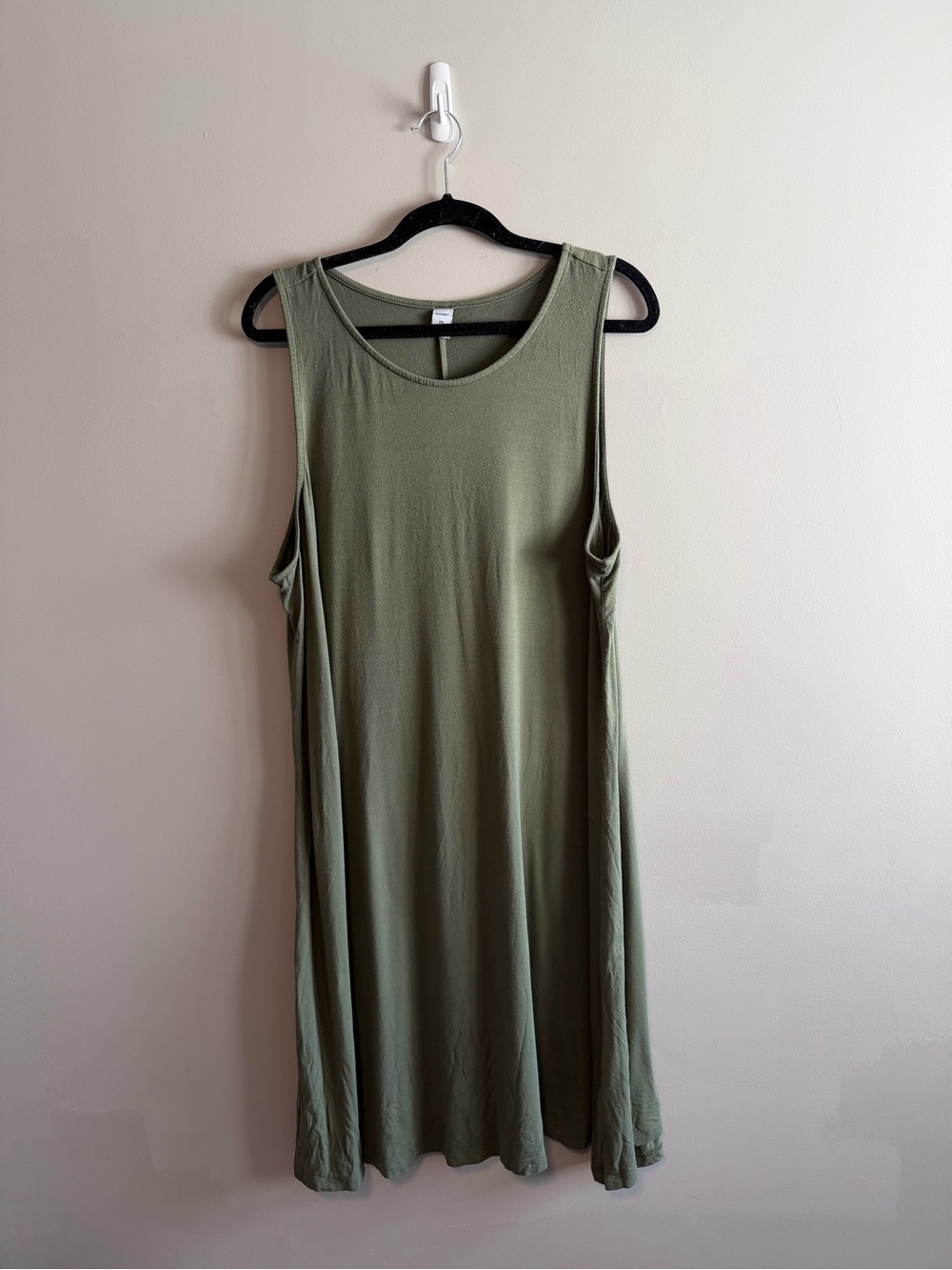 Old Navy Olive Green Sleeveless Swing Dress XXL Jersey Knit Casual Midi